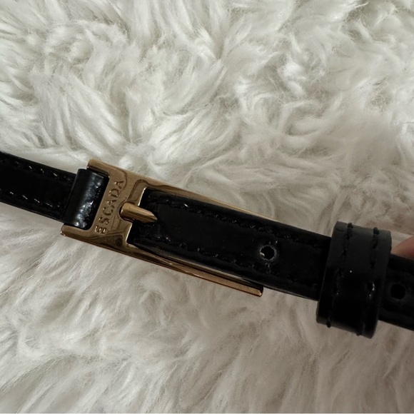 Escada Black Leather Belt with Gold Buckle Size 40 - Picture 7 of 16